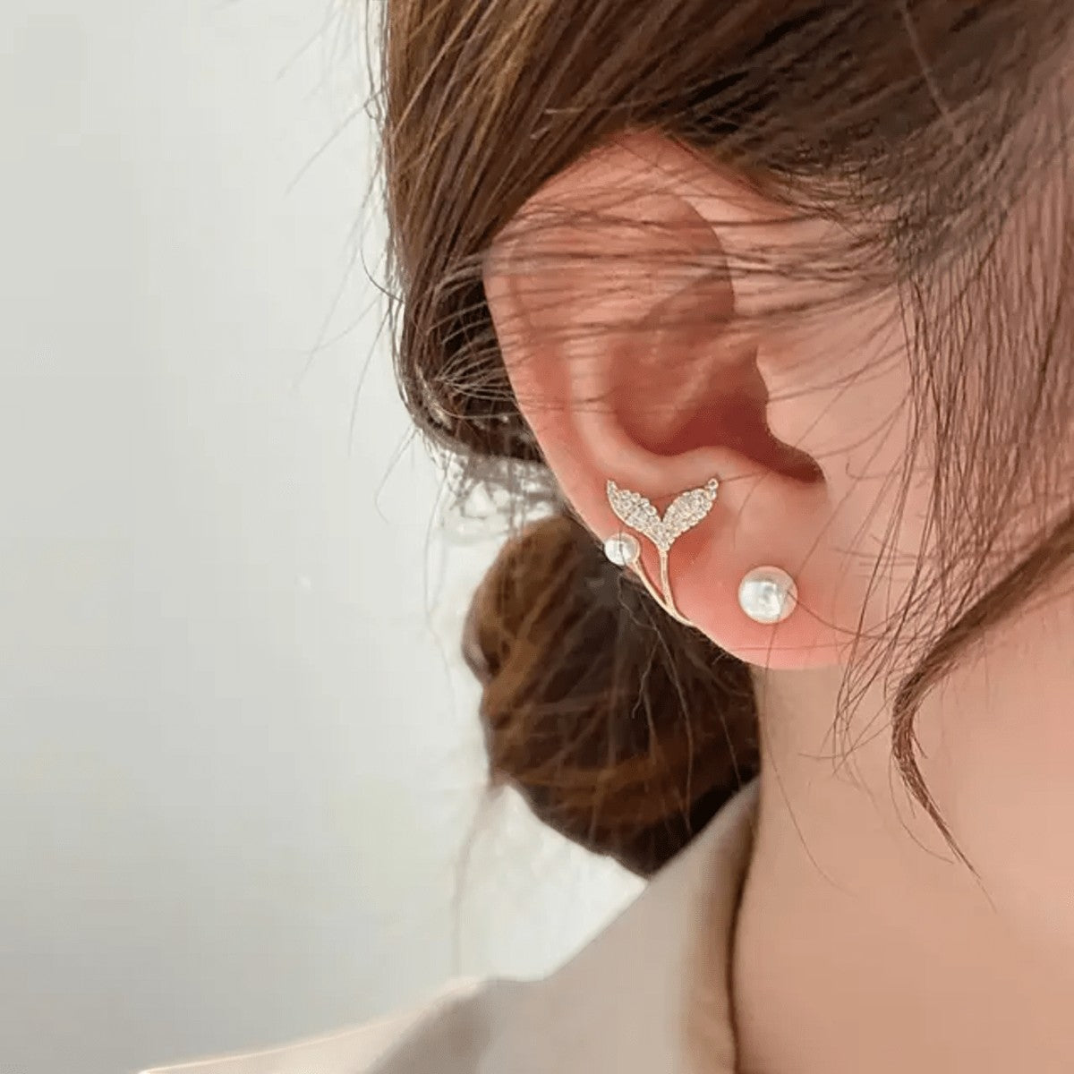 Pearl Whale Shape Korean Earring Titliya
