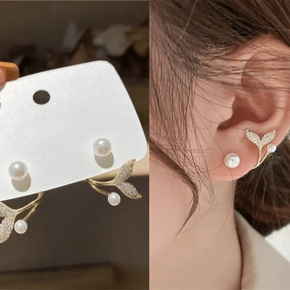 Pearl Whale Shape Korean Earring Titliya