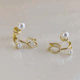 White Pearl Flower Korean Earring Titliya