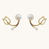 White Pearl Flower Korean Earring Titliya