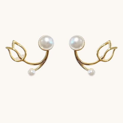 White Pearl Flower Korean Earring Titliya