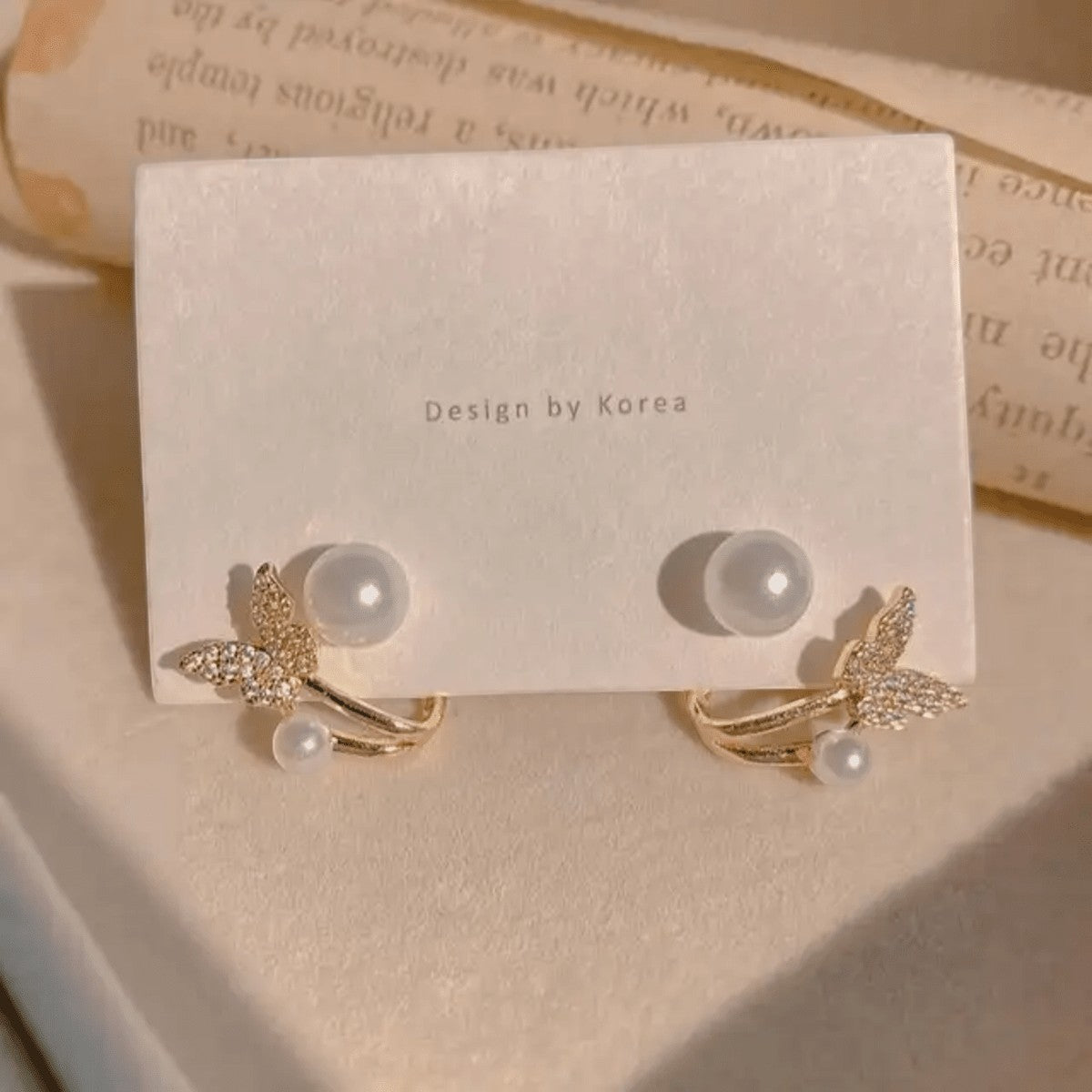 Butterfly Shape Korean Pearl Earring Titliya