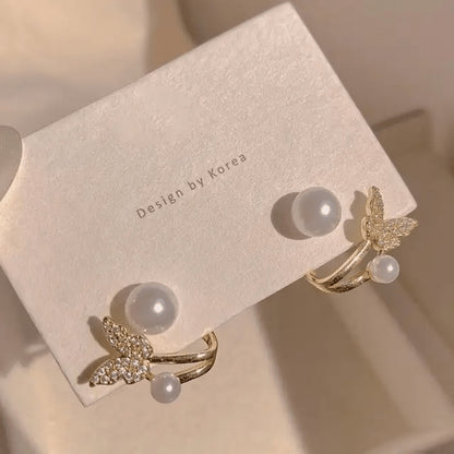 Butterfly Shape Korean Pearl Earring Titliya