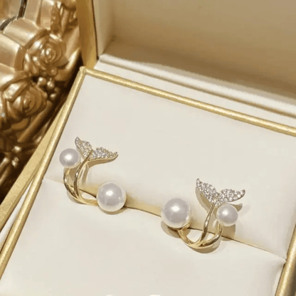 TITLIYA Korean Pearl Earrings Combo Set of 3 – Anti-Tarnish Bow & Crystal Earrings