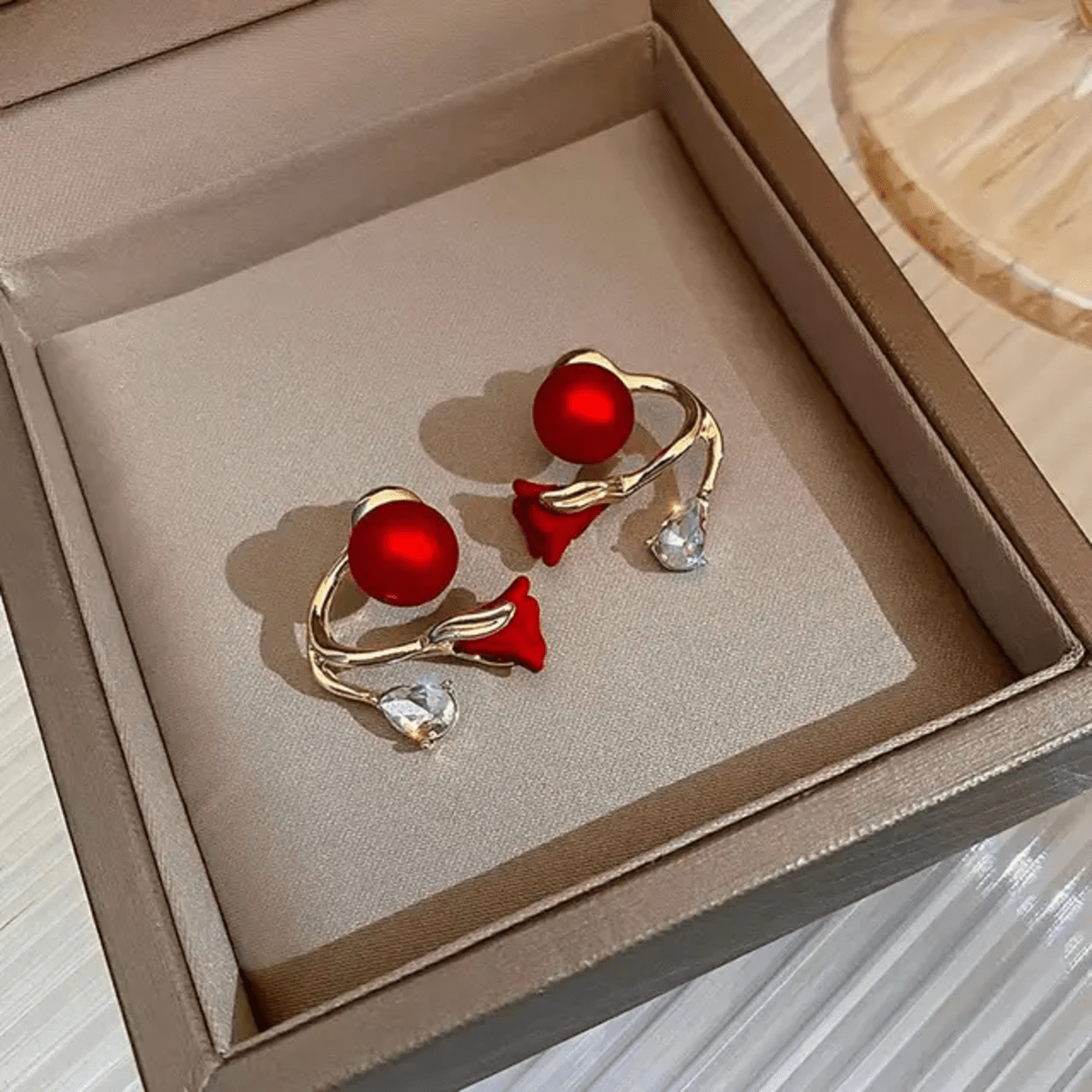 TITLIYA Korean Earrings Combo Set of 3 – Pearl, Rose & Crystal Anti-Tarnish Earrings