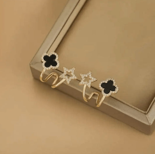 Golden Black Star Korean Earing Titliya