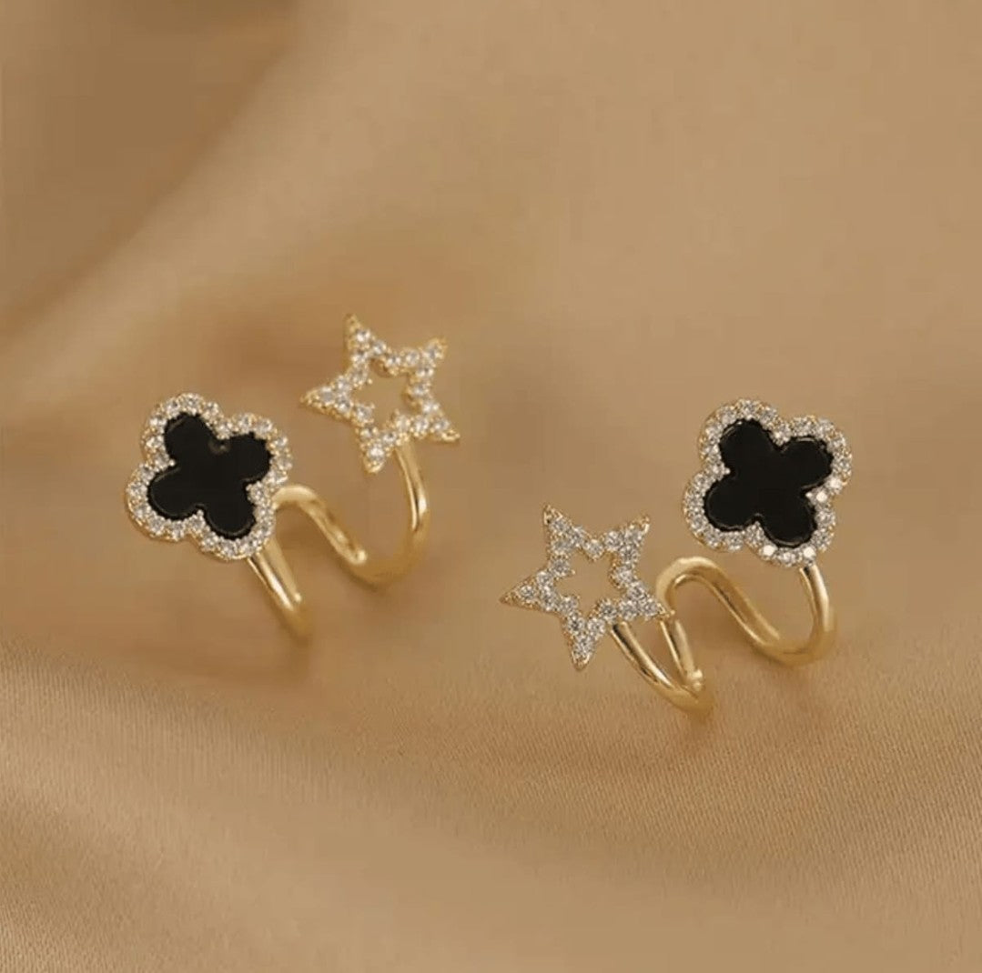 Golden Black Star Korean Earing Titliya