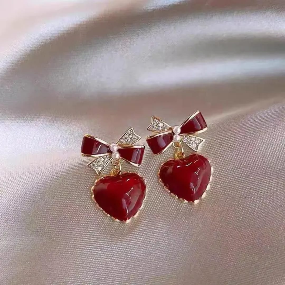 TITLIYA Korean Earrings Combo Set of 4 – Anti-Tarnish Pearl, Heart & Crystal Earrings