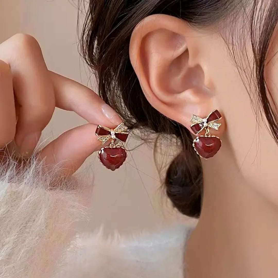 TITLIYA Korean Earrings Combo Set of 4 – Anti-Tarnish Pearl, Heart & Crystal Earrings