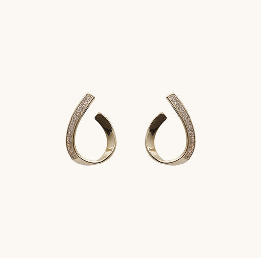 Rhinestone Twisted Metal Hoops Earrings Titliya