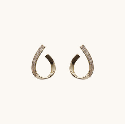 Rhinestone Twisted Metal Hoops Earrings