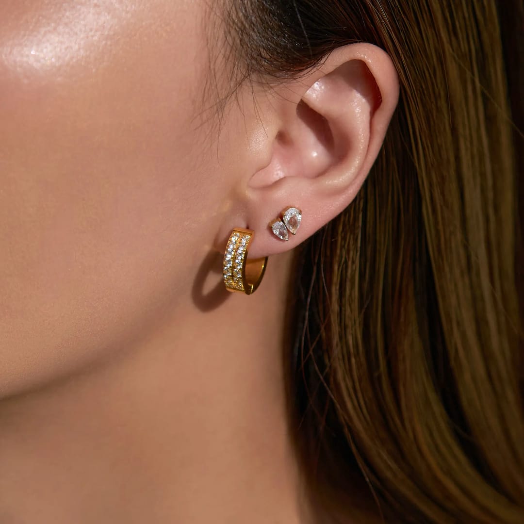 TITLIYA Korean Gold Plated Sparkling Hoop Earrings