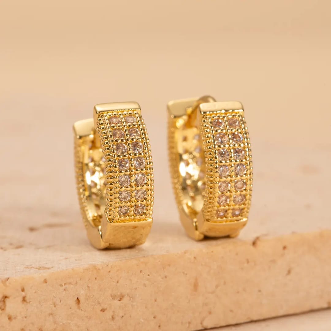TITLIYA Korean Gold Plated Sparkling Hoop Earrings