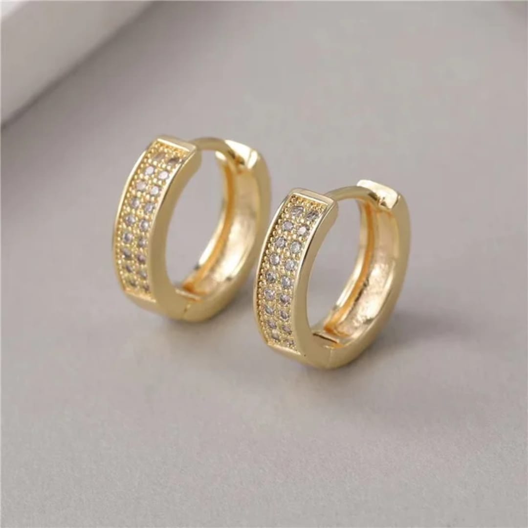 TITLIYA Korean Gold Plated Sparkling Hoop Earrings