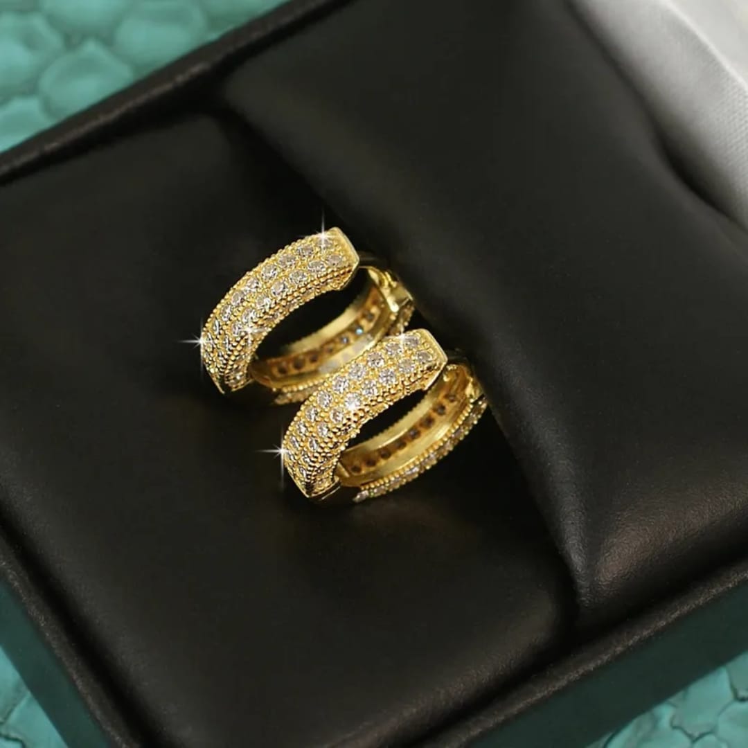 TITLIYA Korean Gold Plated Sparkling Hoop Earrings