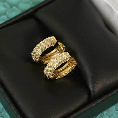 TITLIYA Korean Gold Plated Sparkling Hoop Earrings
