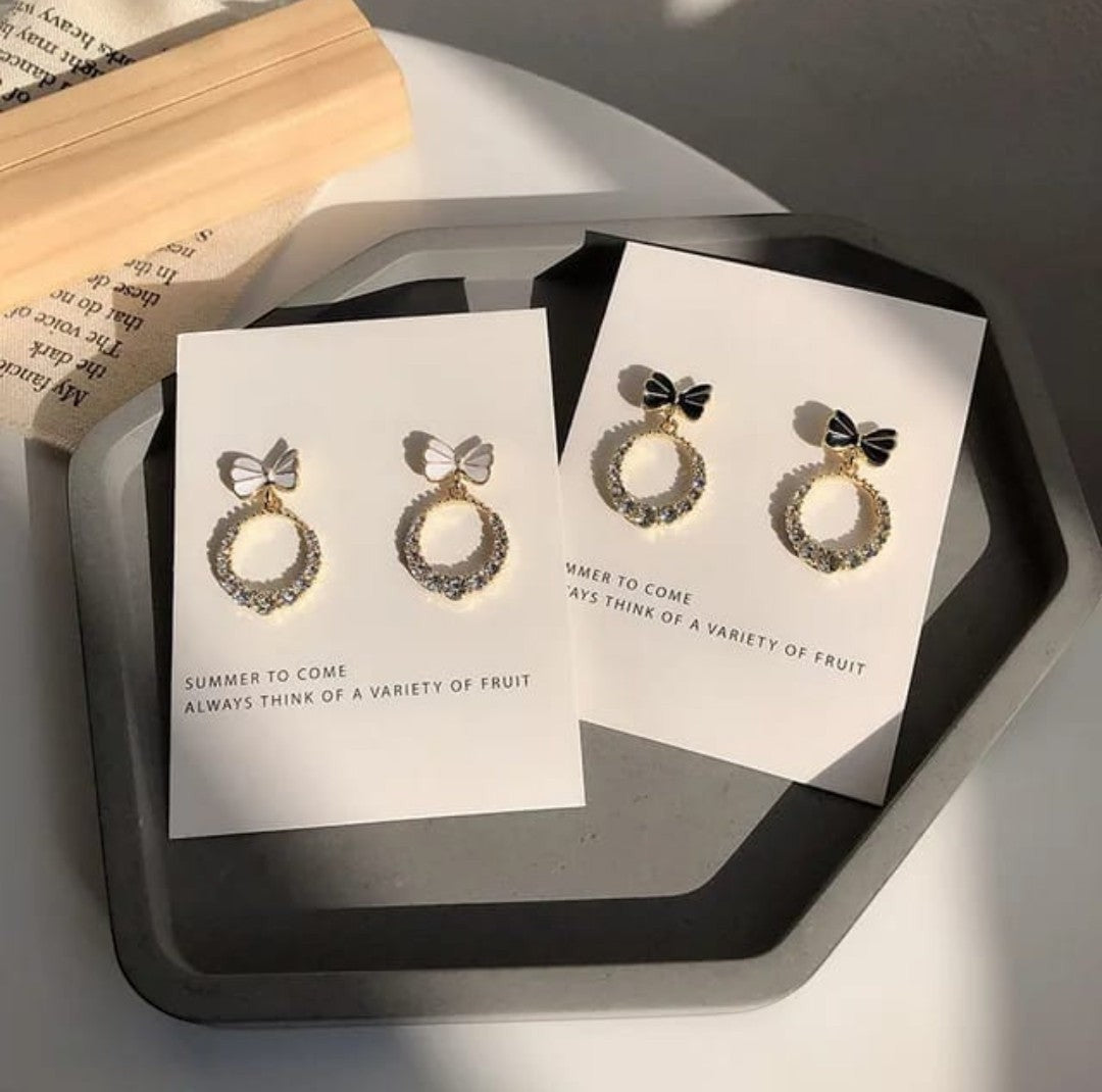 Minimal Bow Crystal Earrings Titliya