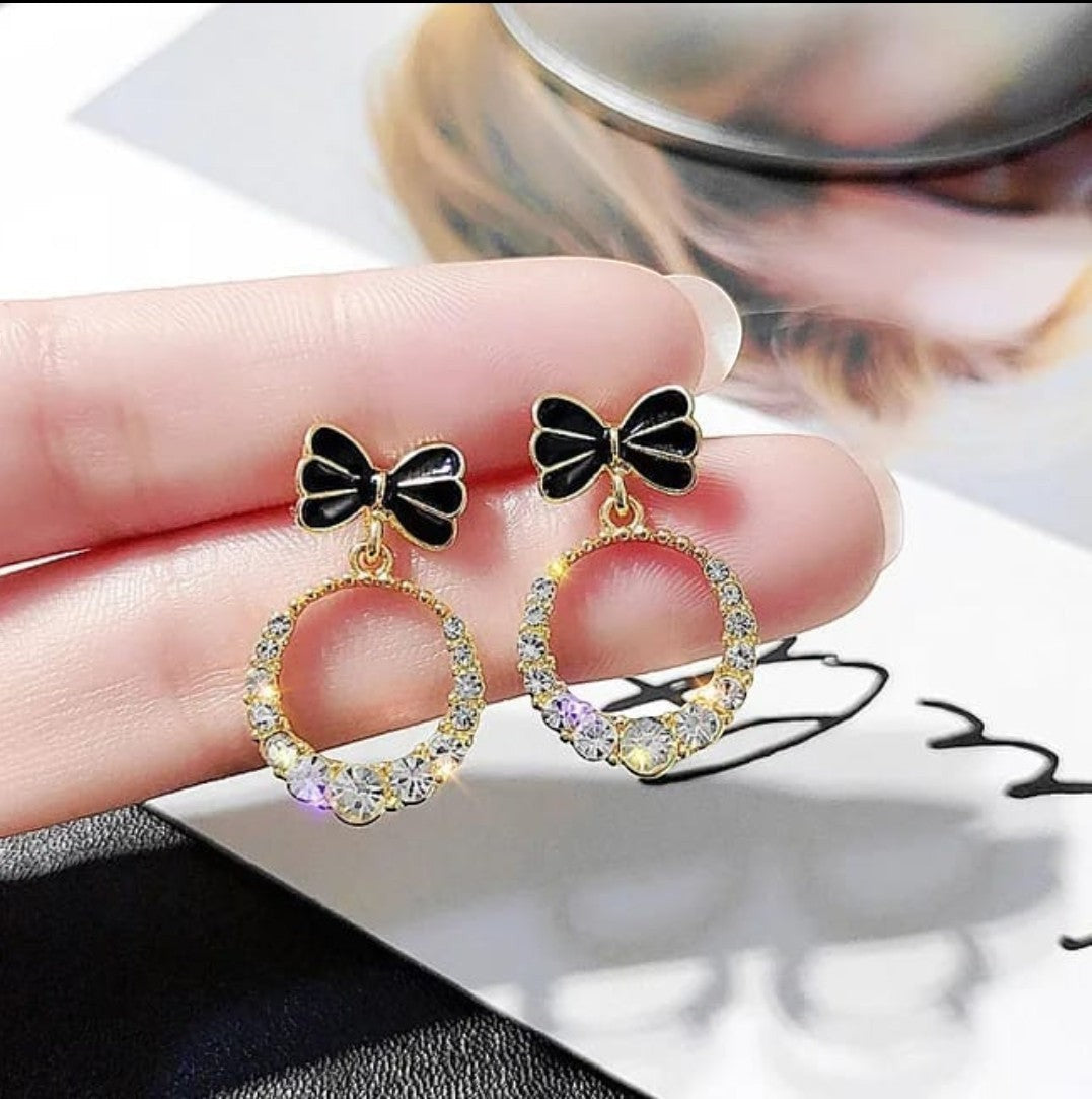Minimal Bow Crystal Earrings Titliya
