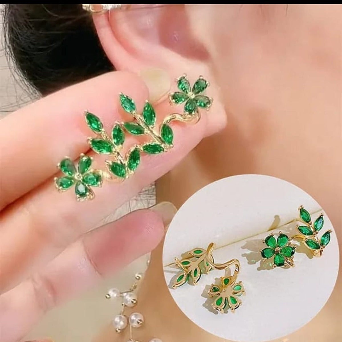 Multi Colour Leaf Shape Korean Studs Titliya