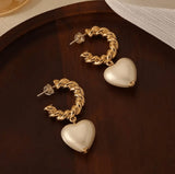 Round Twisted With Heart Shape Pearl Korean Earring Titliya