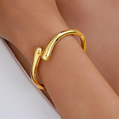 Minimalist Gold Plated Open Cuff Bracelet TITLIYA