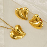 Gold Plated Heart Earrings Necklace Titliya
