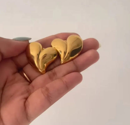 Gold Plated Heart Earrings Necklace Titliya