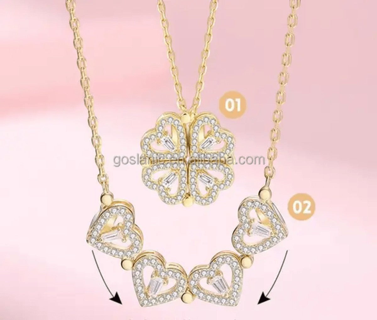 Four Heart Magnetic Pendant Necklace Titliya