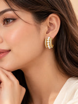 TITLIYA Korean Pearl Crystal Hoop Earrings For Women