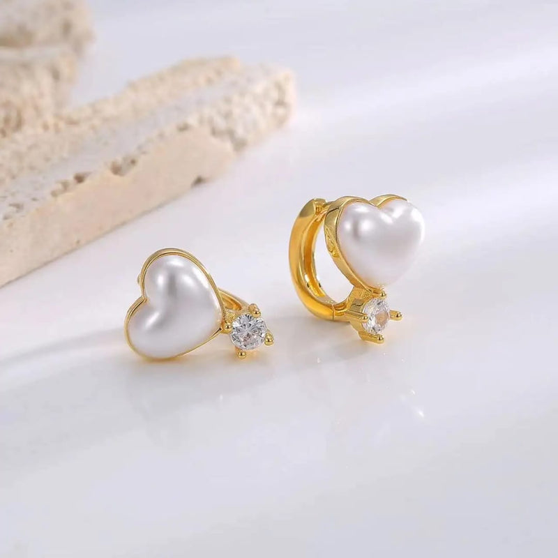 TITLIYA Korean Earrings Combo Set of 4 – Anti-Tarnish Pearl, Heart & Crystal Earrings