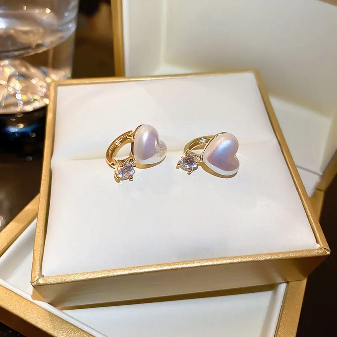 TITLIYA Korean Earrings Combo Set of 4 – Anti-Tarnish Pearl, Heart & Crystal Earrings