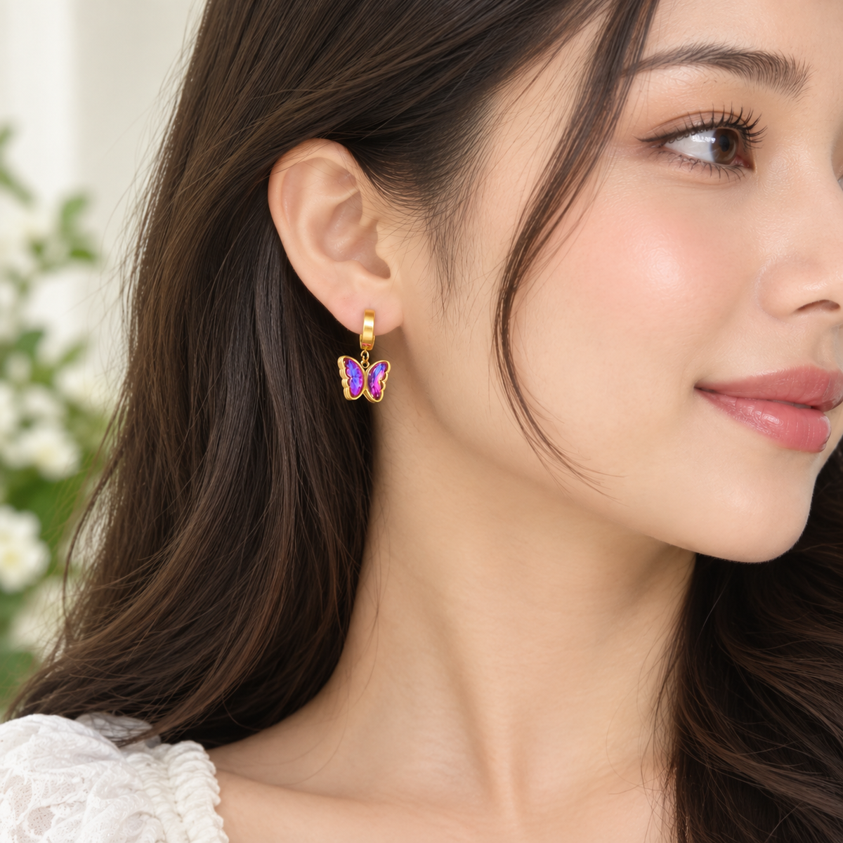 TITLIYA Korean Gold Plated Butterfly Stone Earrings
