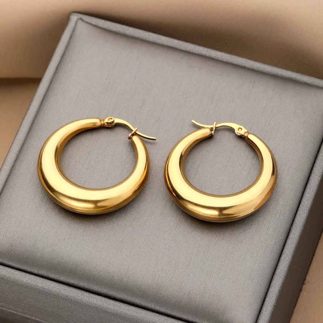 Premium Gold Plated Chunky Hoop Earrings TITLIYA