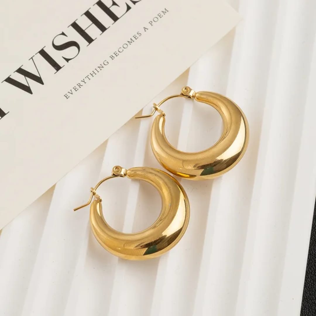 Premium Gold Plated Chunky Hoop Earrings TITLIYA