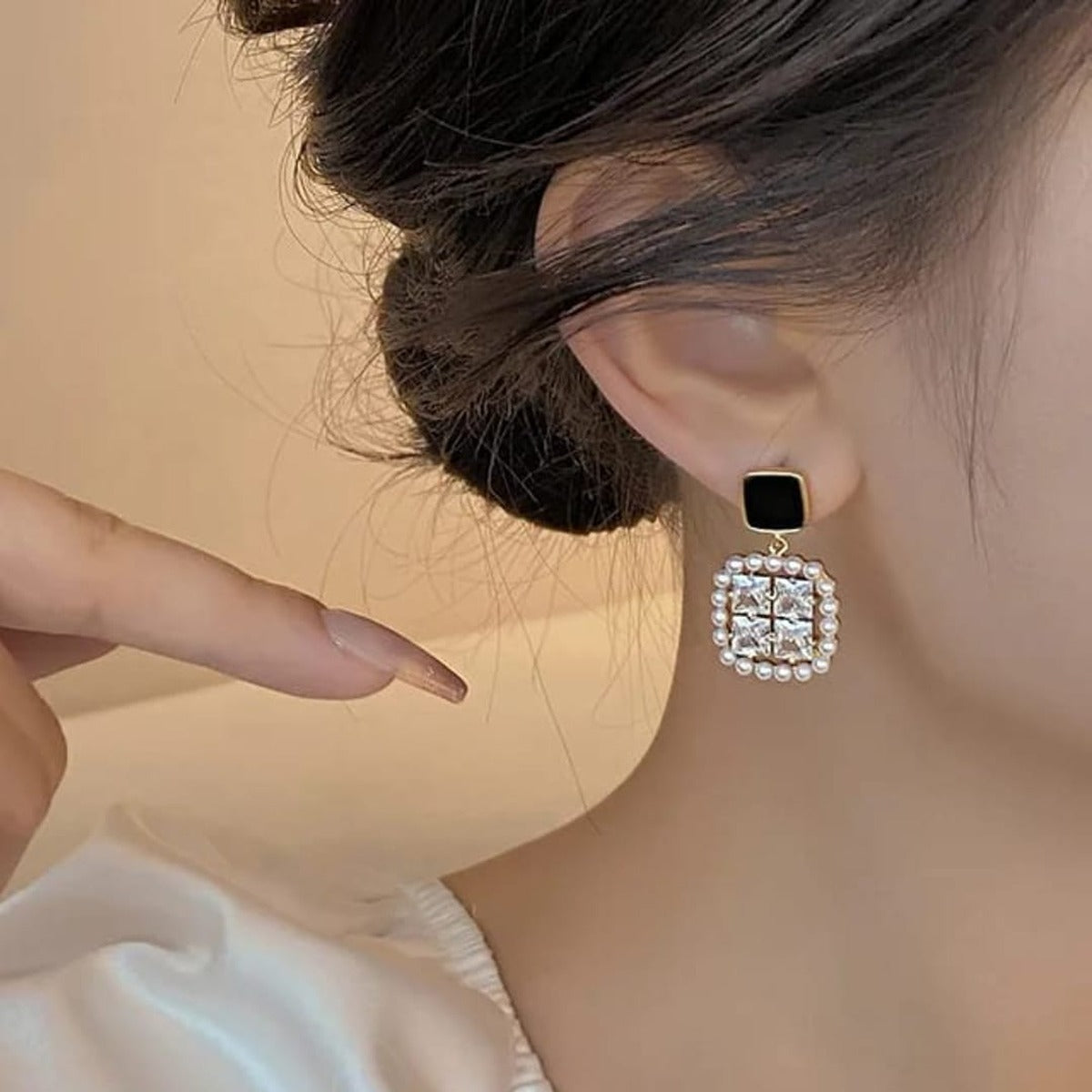 TITLIYA Korean Earrings Combo Set of 4 – Heart, Hoop, Pearl & Crystal