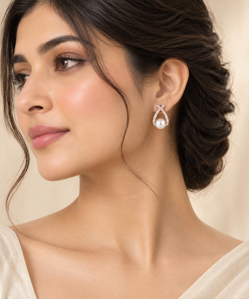 TITLIYA Korean Double Cross Diamond Earrings