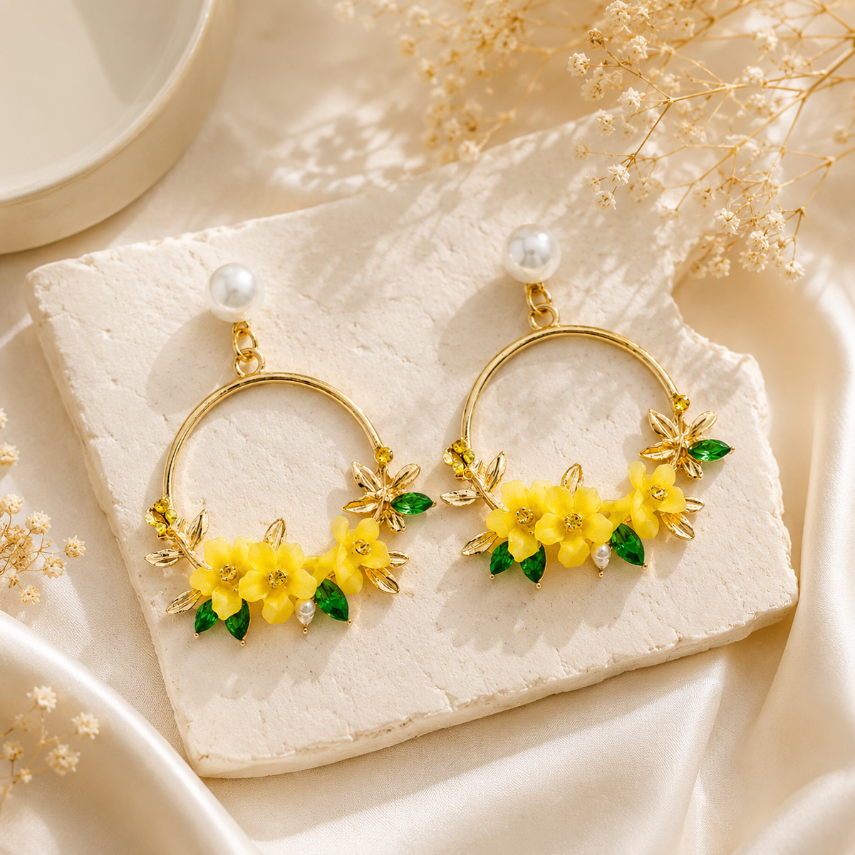 TITLIYA Korean Yellow Flower Earrings