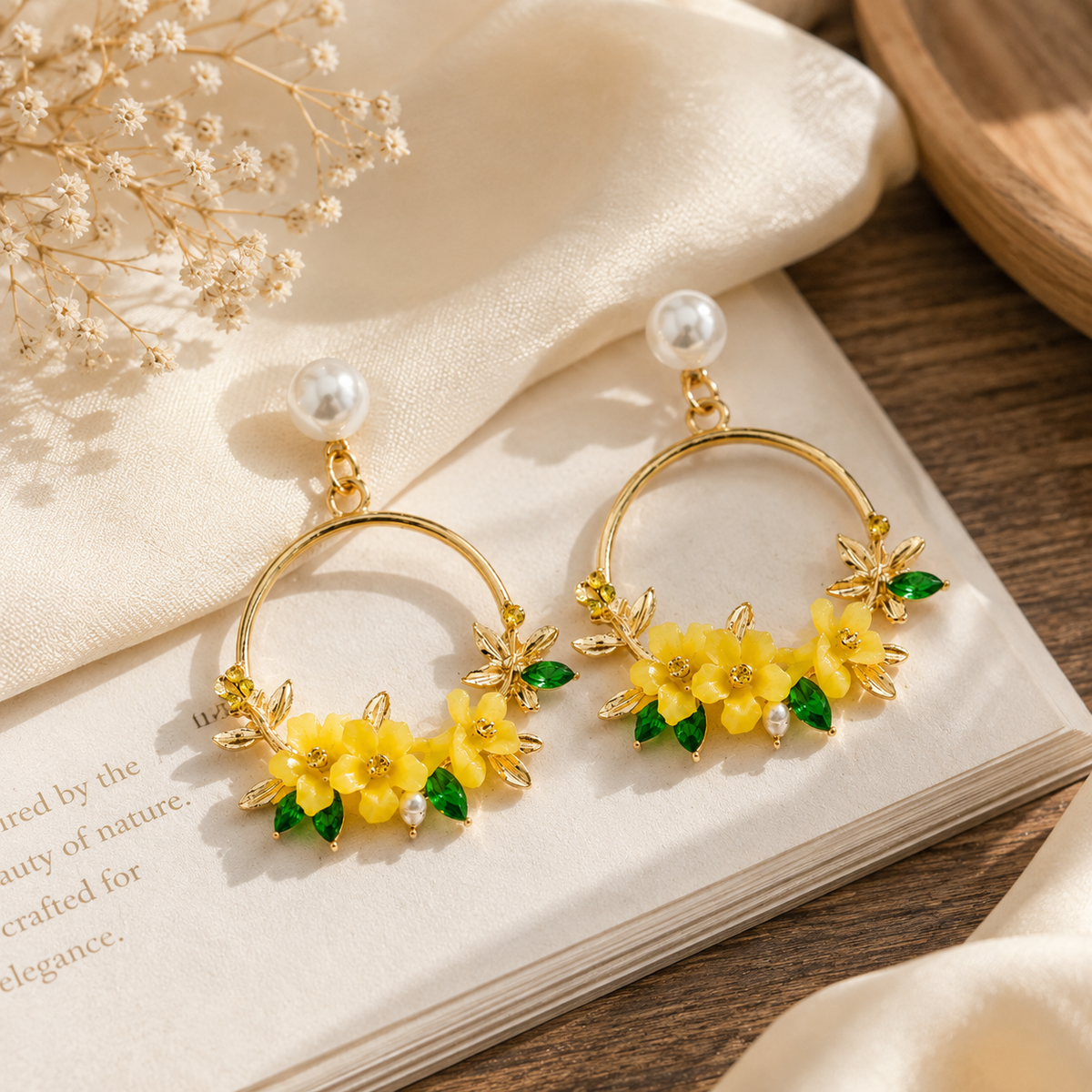 TITLIYA Korean Yellow Flower Earrings