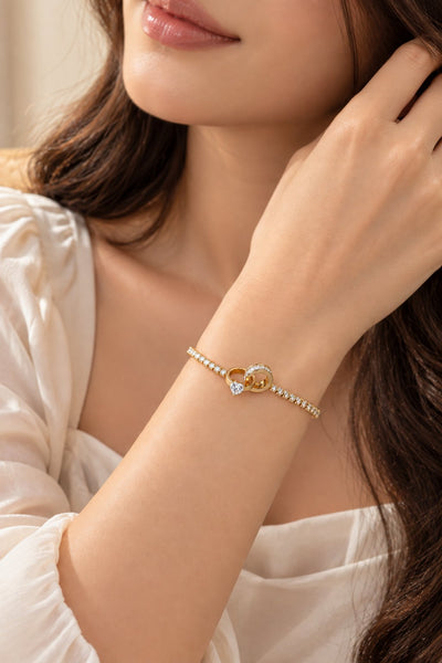 TITLIYA Korean Style Gold Heart Crystal Bracelet for Women