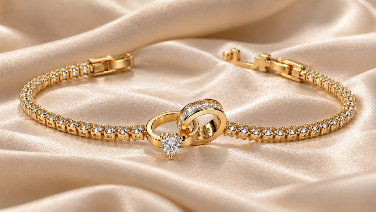 TITLIYA Korean Style Gold Heart Crystal Bracelet for Women