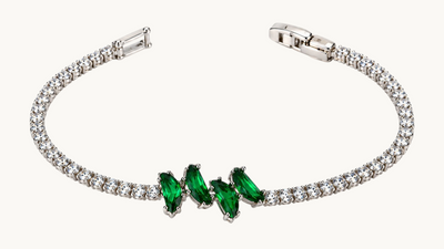 TITLIYA Korean Style Silver Green Crystal Bracelet for Women