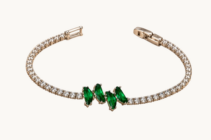 TITLIYA Korean Style Silver Green Crystal Bracelet for Women