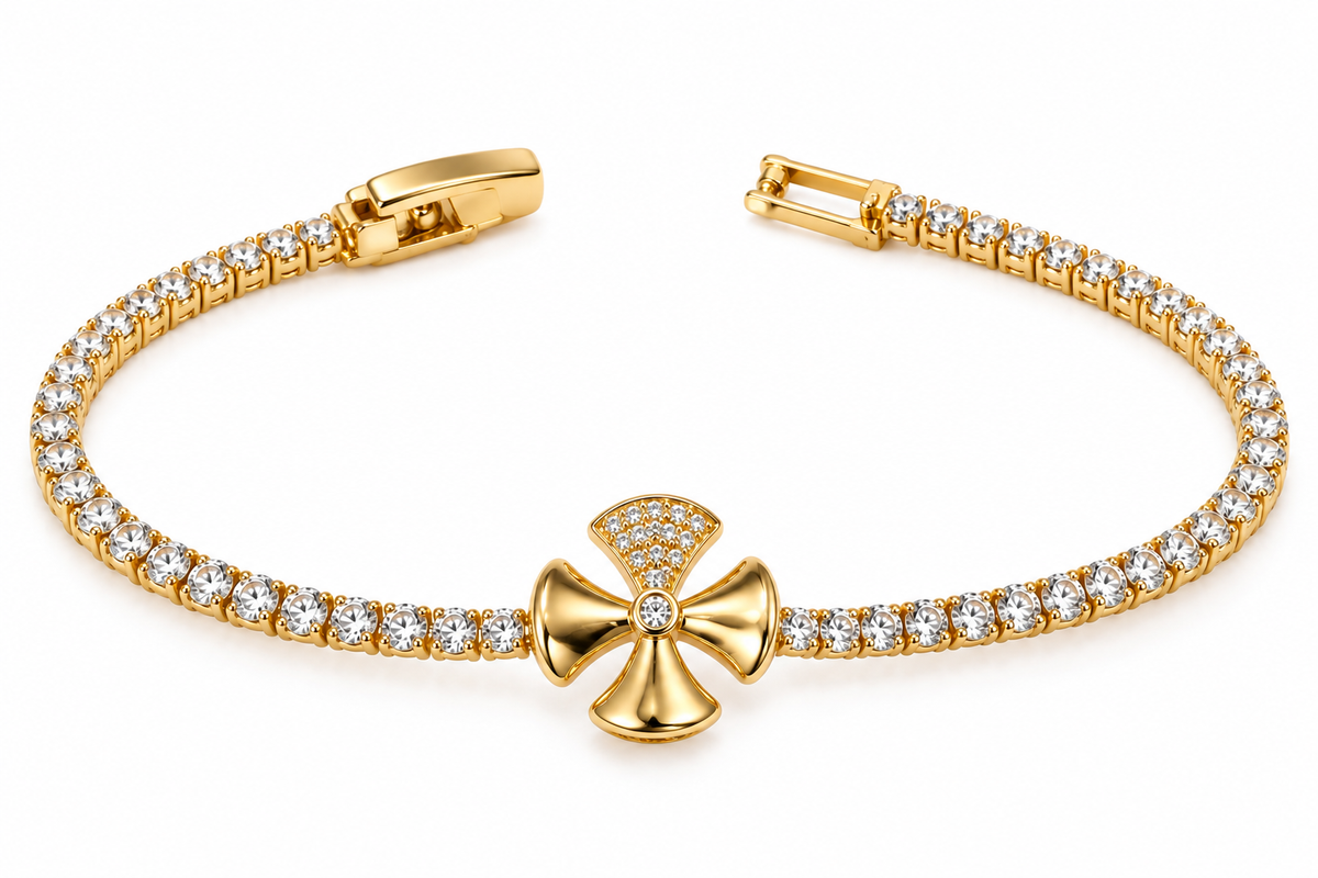 TITLIYA Korean Style Gold Tennis Bow Bracelet for Women