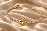 TITLIYA Korean Style Gold Tennis Bow Bracelet for Women