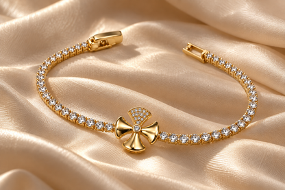 TITLIYA Korean Style Gold Crystal Bow Bracelet for Women