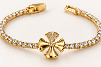 TITLIYA Korean Style Gold Crystal Bow Bracelet for Women