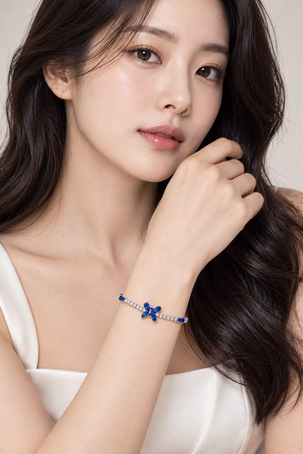 TITLIYA Korean Style Blue Butterfly Crystal Bracelet for Women