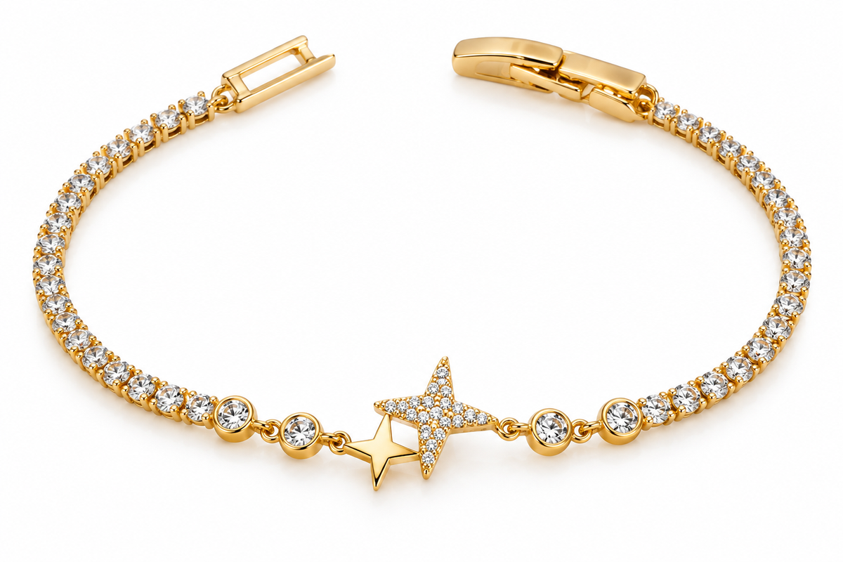 TITLIYA Korean Style Gold Star Tennis Bracelet for Women