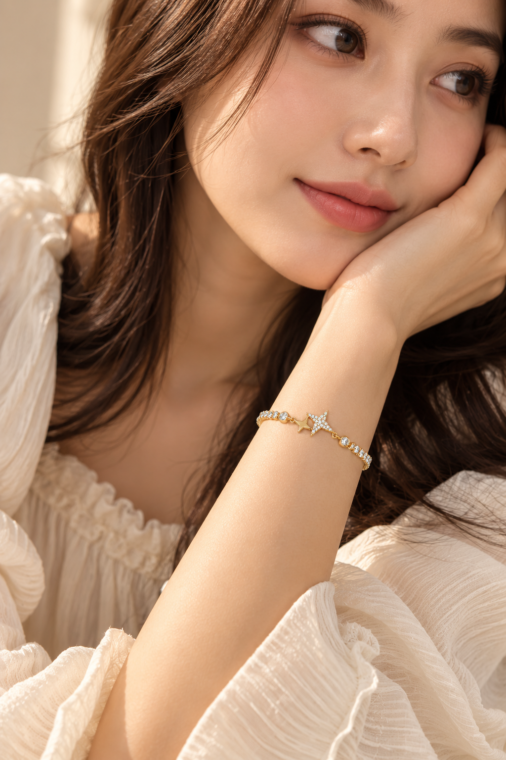 TITLIYA Korean Style Gold Star Crystal Bracelet for Women