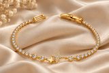 TITLIYA Korean Style Gold Star Tennis Bracelet for Women